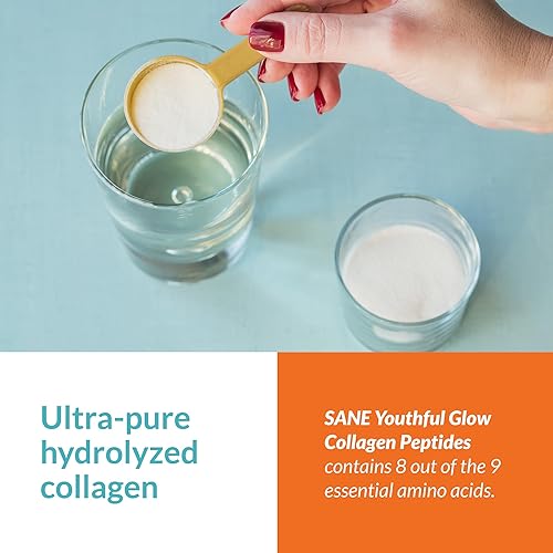 Miniatura 7 de SANE MD - Youthful Glow Vital - Polvo de colágeno hidrolizado bovino orgánico alimentado con pasto para cabello, uñas, piel y articulaciones -