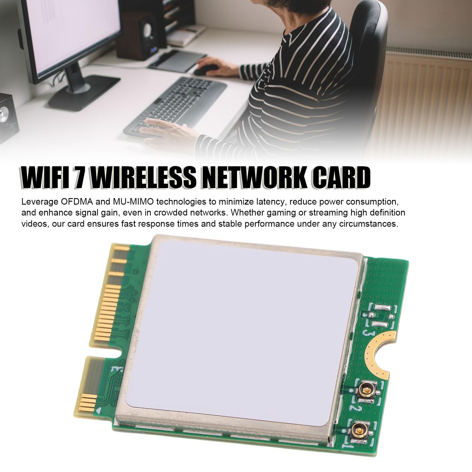 Carte WiFi 7 pour PC De Bureau, Adaptateur sans Fil Tri-Bande 2,4 Ghz, 5 Ghz Et 6 Ghz, Bluetooth 5.4, Interface NGFF M.2, avec Deux Antennes 8 Dbi, pour 10 11