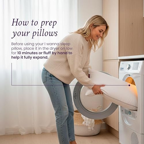 Miniatura 5 de IWS I WANNA SLEEP Oslo Hotel Collection - Juego de 2 almohadas de cama tamaño estándarQueen, almohada original de plumón alternativo, almohada