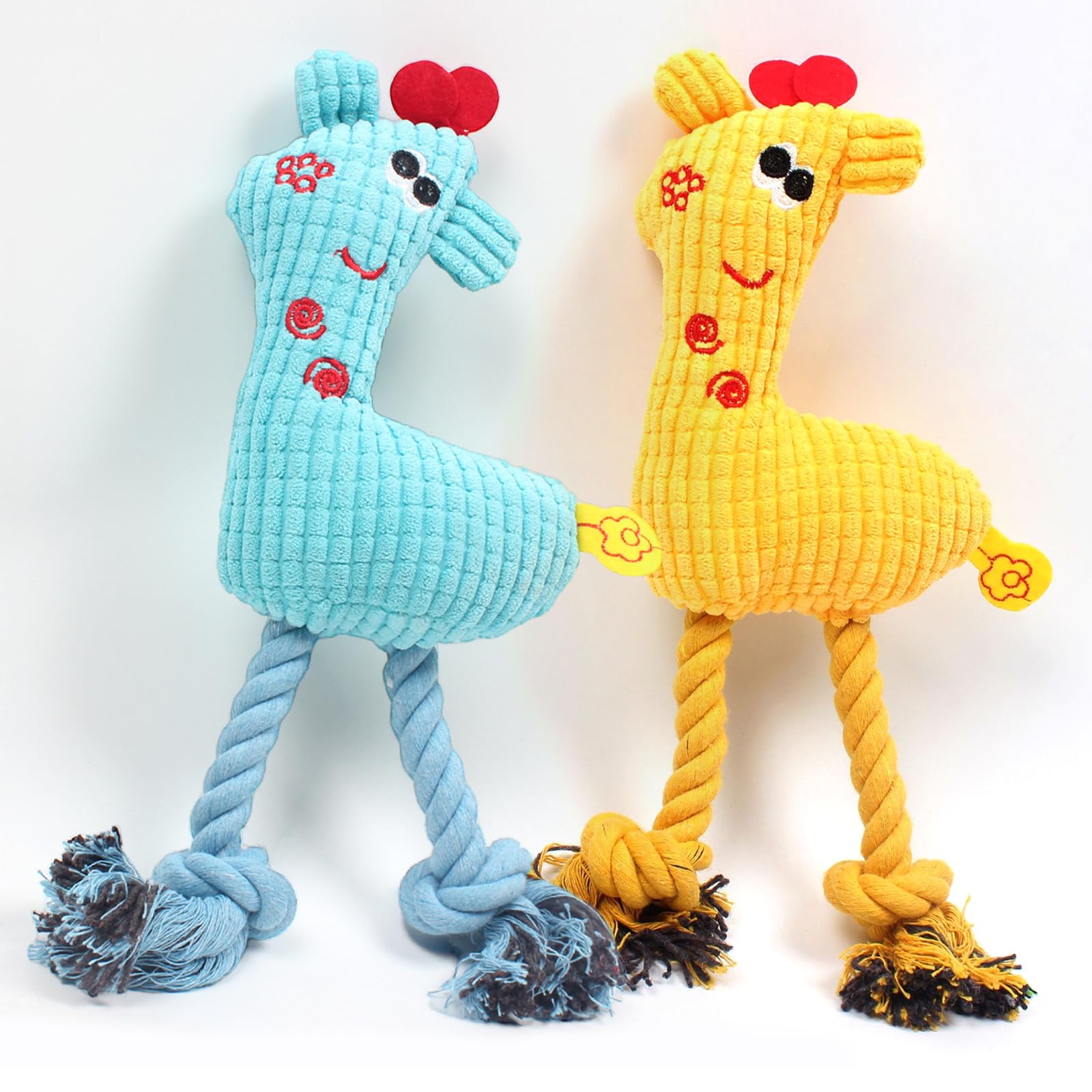 Zliger Juguete para Perro, Juguetes con Sonido para Perros Juguete Interactivo Perro Juguete de Peluche para Perros Squeaky Toy Juguetes Franela 2Pcs (Amarillo +Azul Cielo)