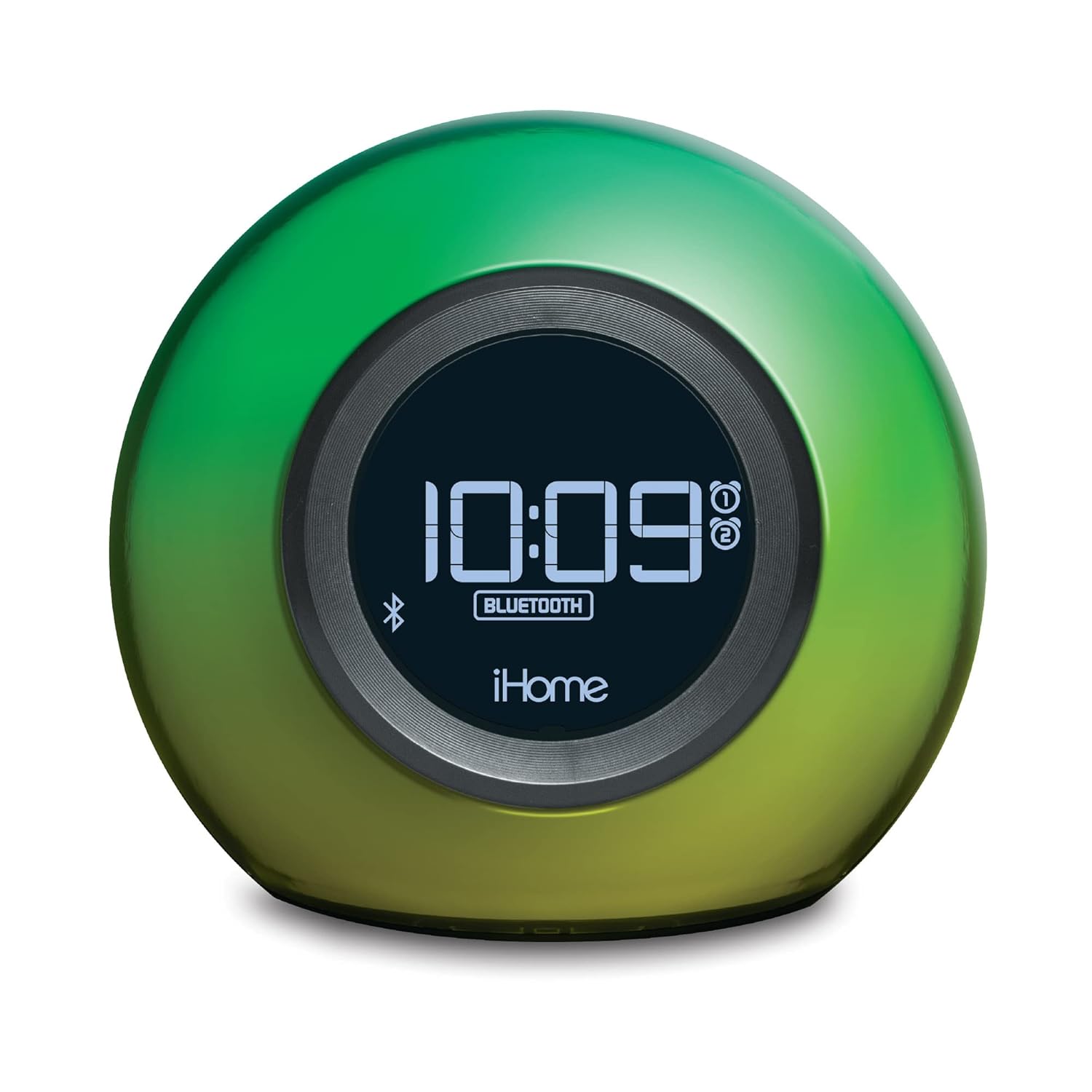 iHome IBT29 Bluetooth Color Changing Dual Alarm Clock FM Radio (Black) with USB Charging and