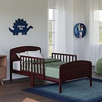 Vista 1 de Harrisburg - Cama para niños pequeños, cama de transición de diseño moderno de madera maciza con rieles laterales para dormitorio infantil con 2