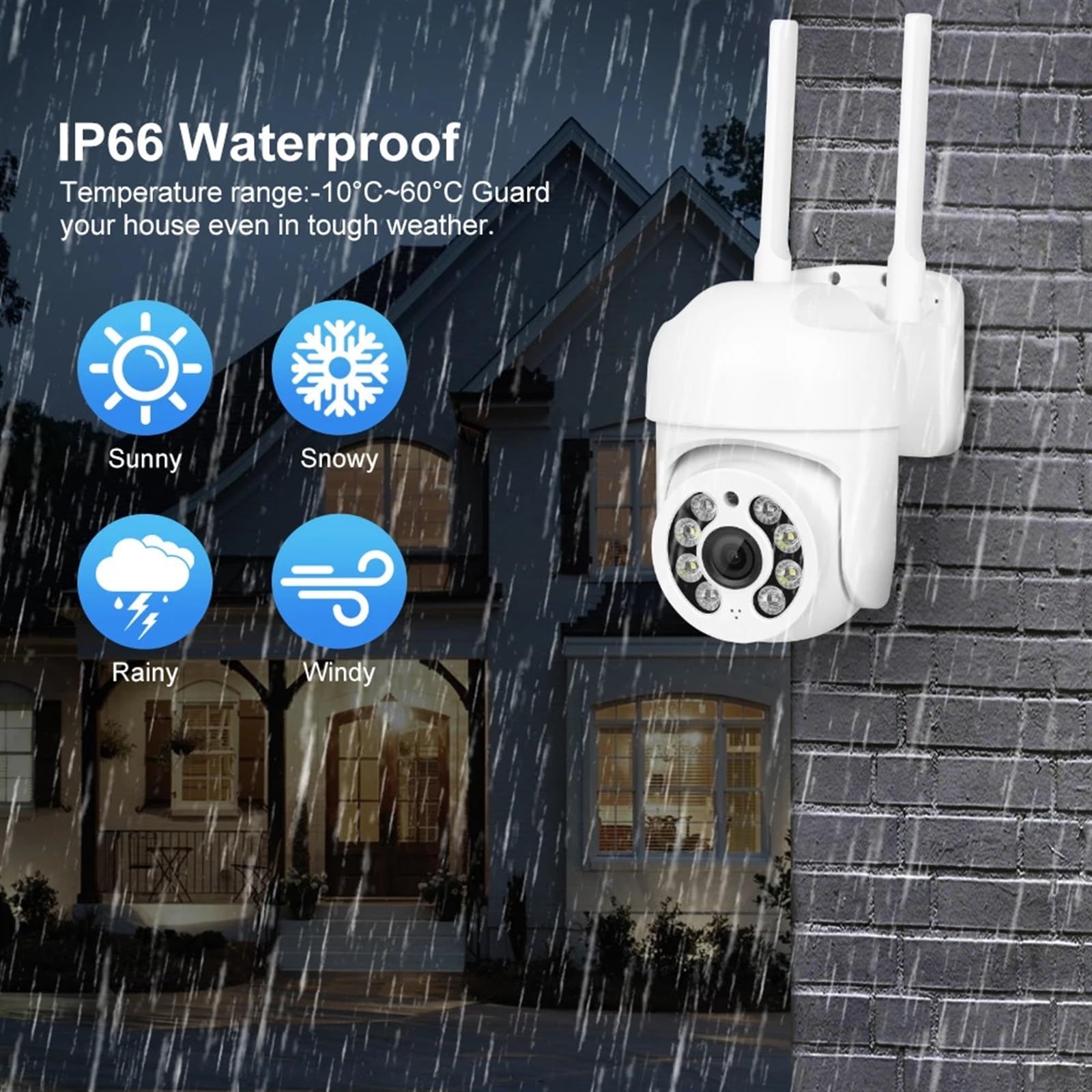 Telecamera WiFi Esterno, Telecamera IP PTZ Telecamera di Sicurezza Esterna da 4MP Telecamere di videosorveglianza for Visione Notturna Digitale da 2MP 5X,Sicurezza, Antifurto(2MP No Card)