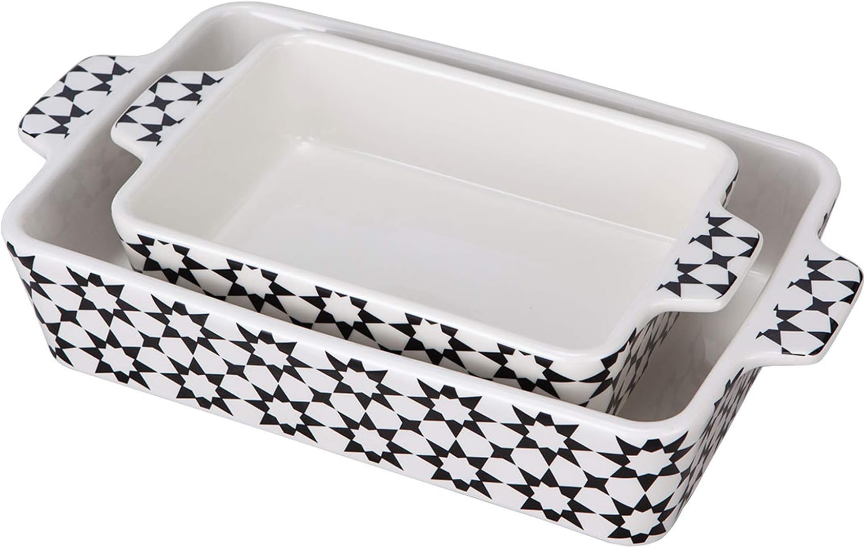 Bakeware Set,SIDUCAL 2 PCS Ceramic Baking Dish Set,Rectangular Serving Bakeware with Heat-Resistant,14x8 Inches,Black