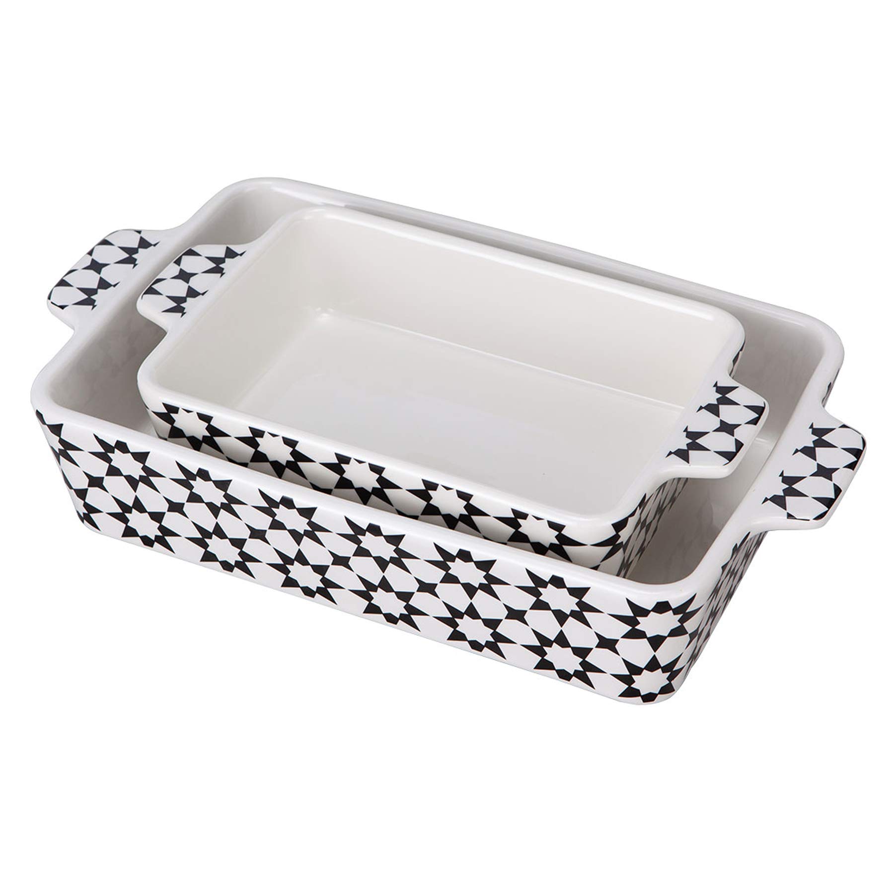 Bakeware Set,SIDUCAL 2 PCS Ceramic Baking Dish Set,Rectangular Serving Bakeware with Heat-Resistant,14x8 Inches,Black