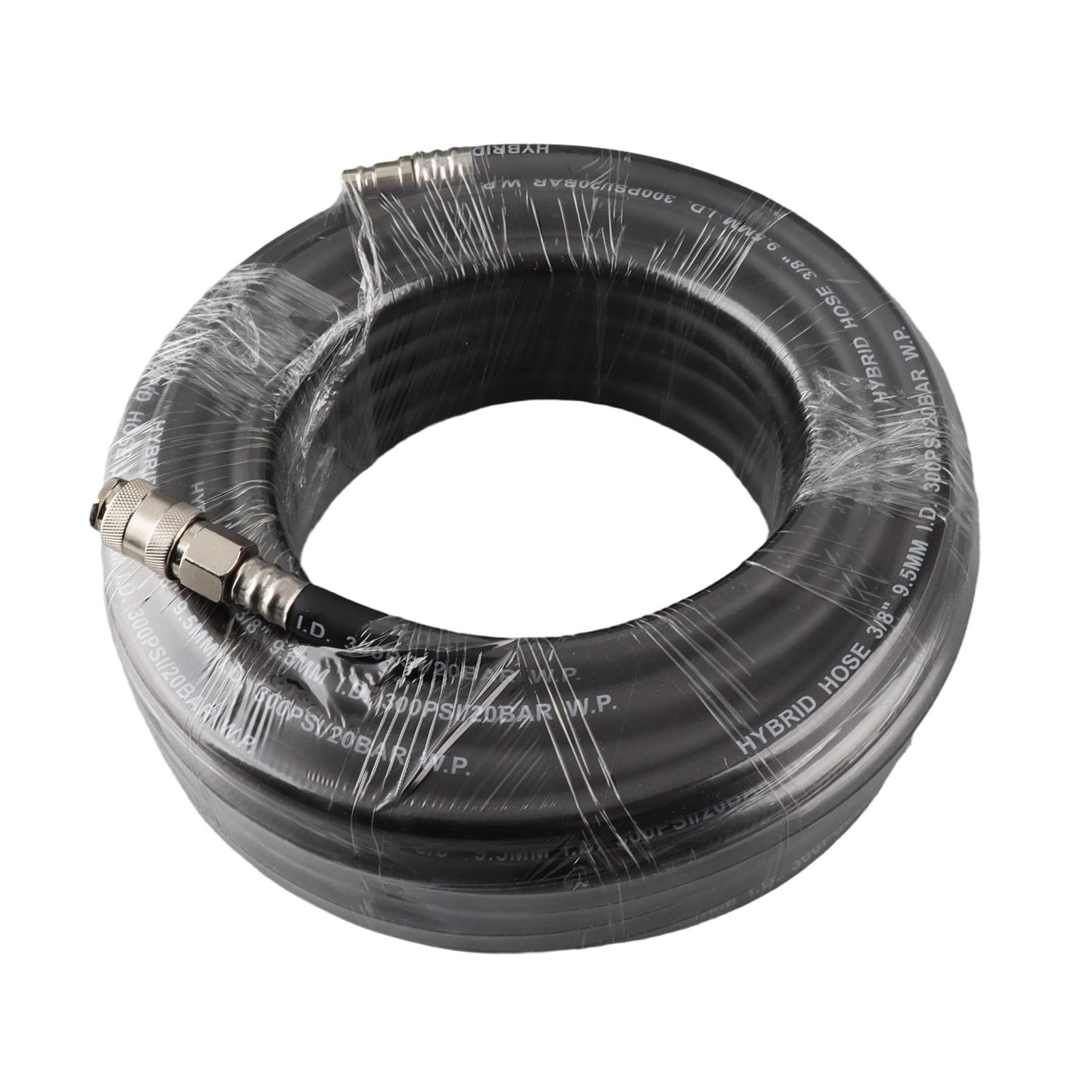 Ejoyous Set tubo di sicurezza per aria compressa, 15 m diametro interno 9,5 mm, diametro esterno 15 mm, accessori per compressore tubo pneumatico in gomma, attacco rapido europeo 1/4"