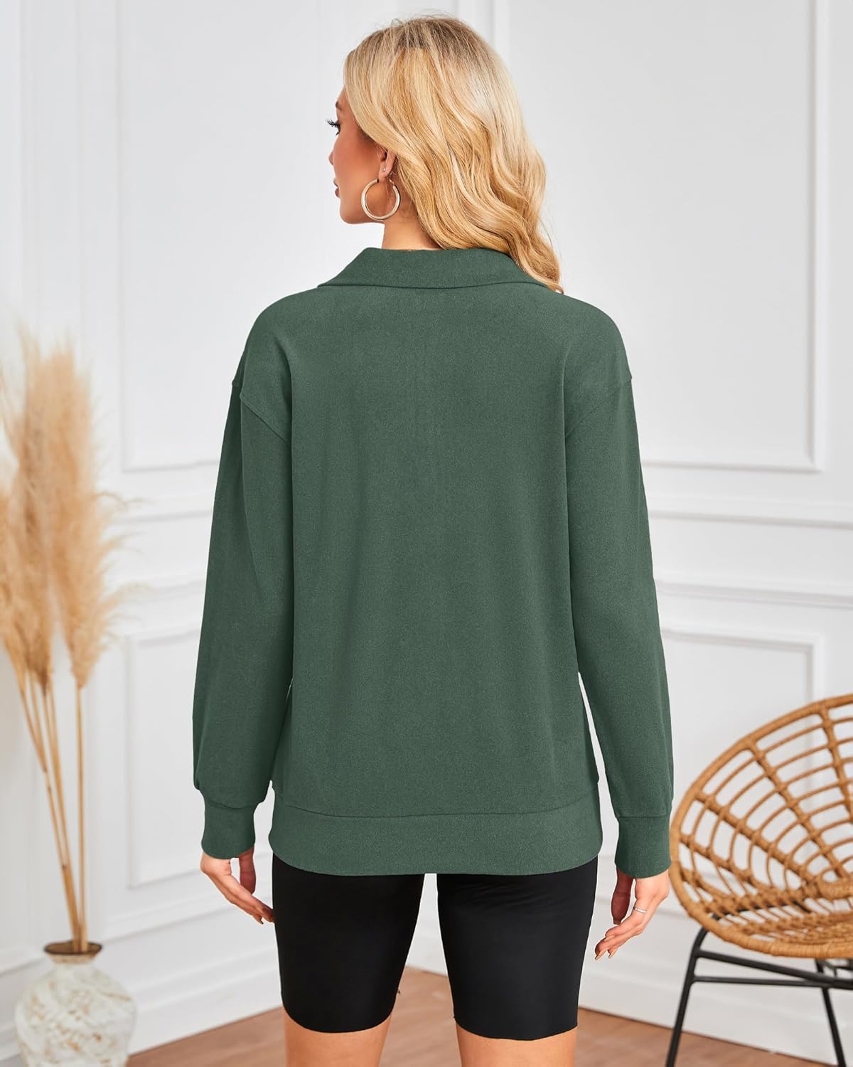 MISFAY Womens Half Zip Oversized Sweatshirts 2025 Casual Long Sleeve Hoodies Quarter Zip Up Pullover Fall Outfits with Pocket - Image 3