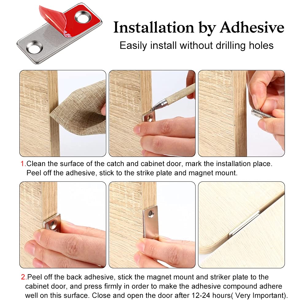 Door Catches Jiayi 8 Pack Drawer Door Ultra Thin, Adhesive