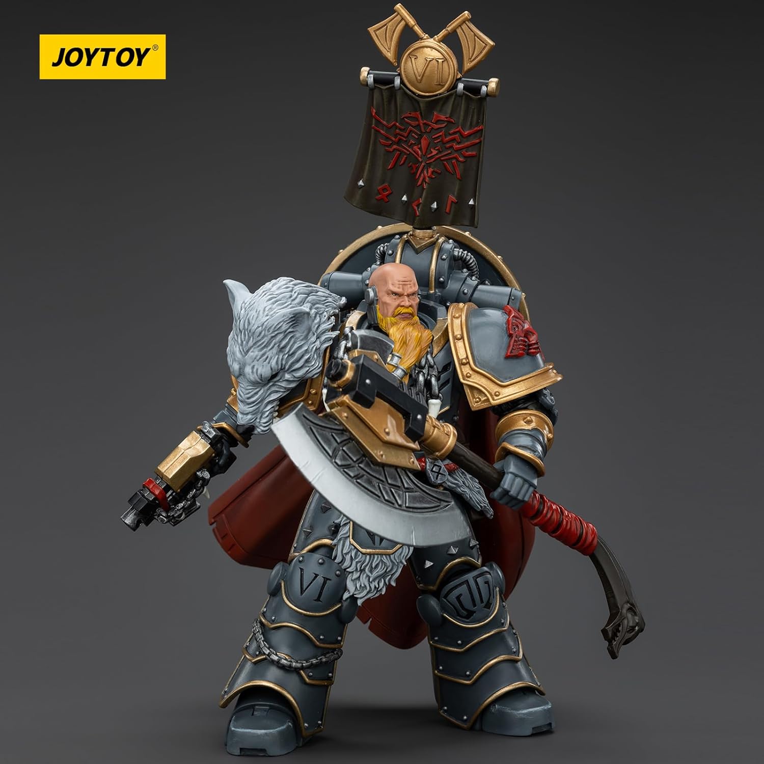 JOYTOY Warhammer 40k Horus Heresy Series, Space Wolves Legion Praetor with Power Axe and Combat Shield 1/18 Action Figure Collect Models, Dedicated to You Who Love Collecting