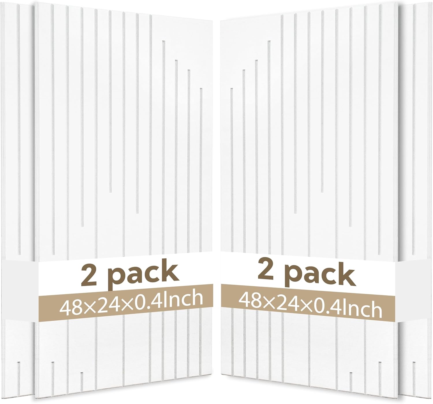 4-Pack Acoustic Panels with Self-Adhesive,47.2 x 23.6 x 0.35 Inch High Density Sound Proof Panels for Walls,Decorative Sound Dampening Panels for Home Studio & Office Decor, White