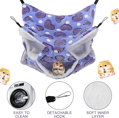 Miniatura 6 de Sadnyy Hamaca de rata de conejillo de indias, 10 piezas, doble capa, hurón, cama para dormir, juguetes para animales pequeños, jaula colgante hamaca
