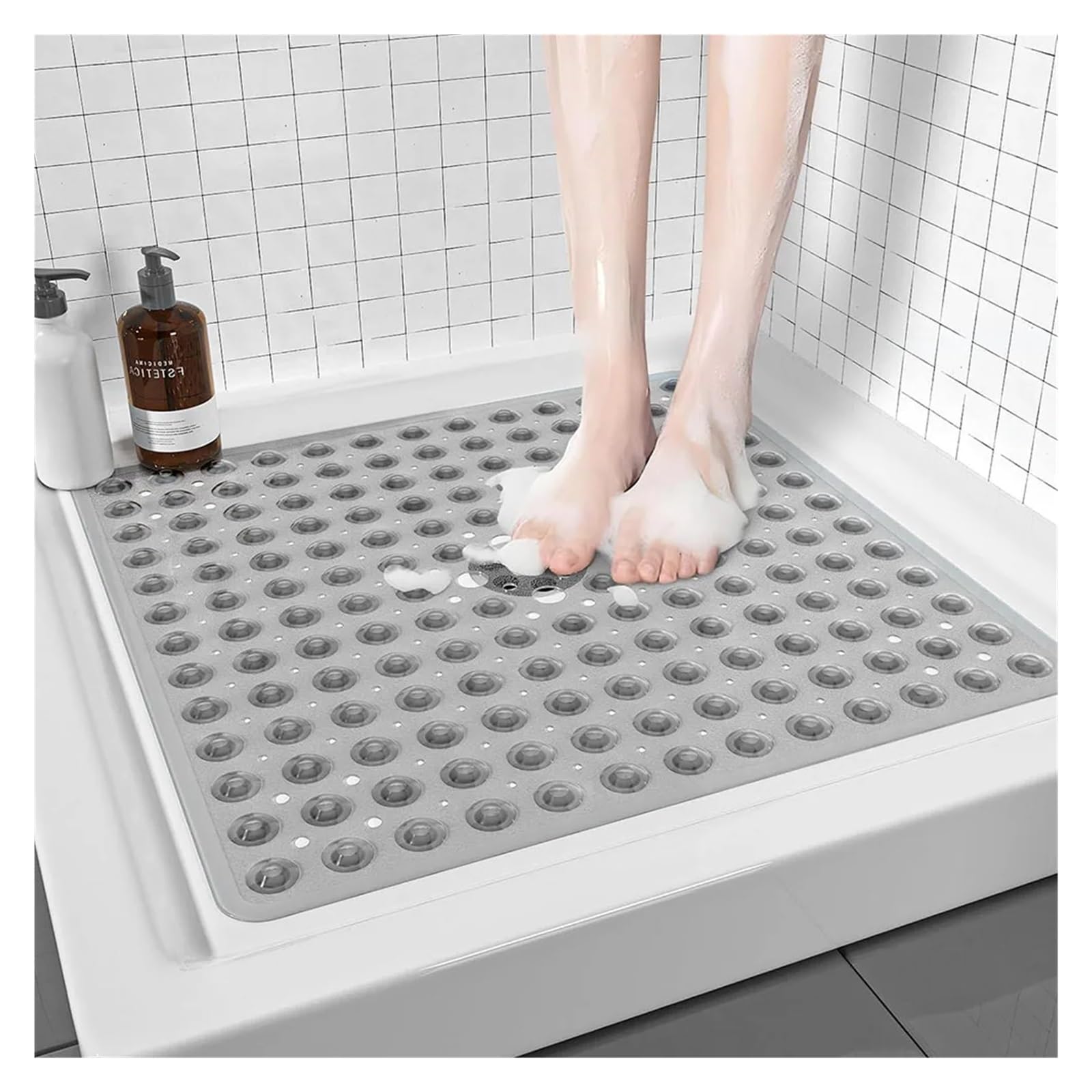 Generico 1 pezzo, foro quadrato for perdite di bolle con tappetino antiscivolo for doccia a ventosa, pavimento del bagno