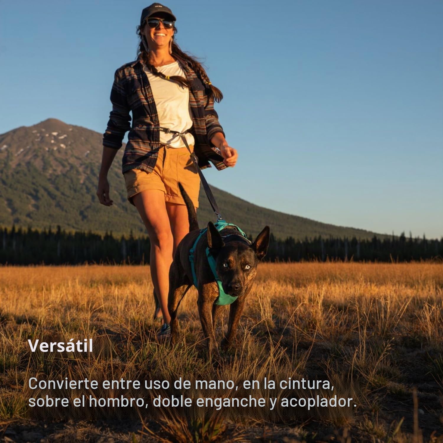 RUFFWEAR Correa para Perros de Longitud Ajustable con 2 Clips de Bloqueo, Switchbak, para Llevar en la Cintura, el Hombro o de la Mano, acoplador, con Doble Clip, Blue Pool