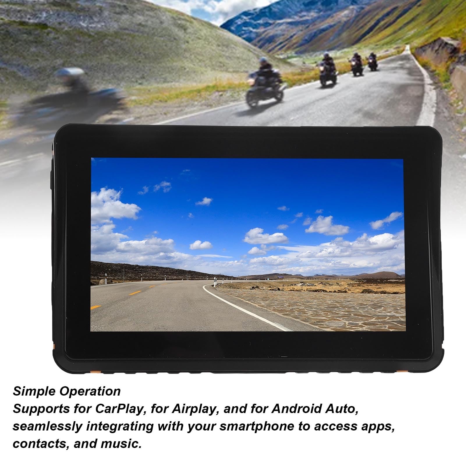 Motorrad-GPS-Navigation, 7 Zoll HD IPS CarPlay Airplay & Auto-Touchscreen, IPX7 wasserdichte GPS-Navigation, Funksteuerung, Ideal für Motorräder