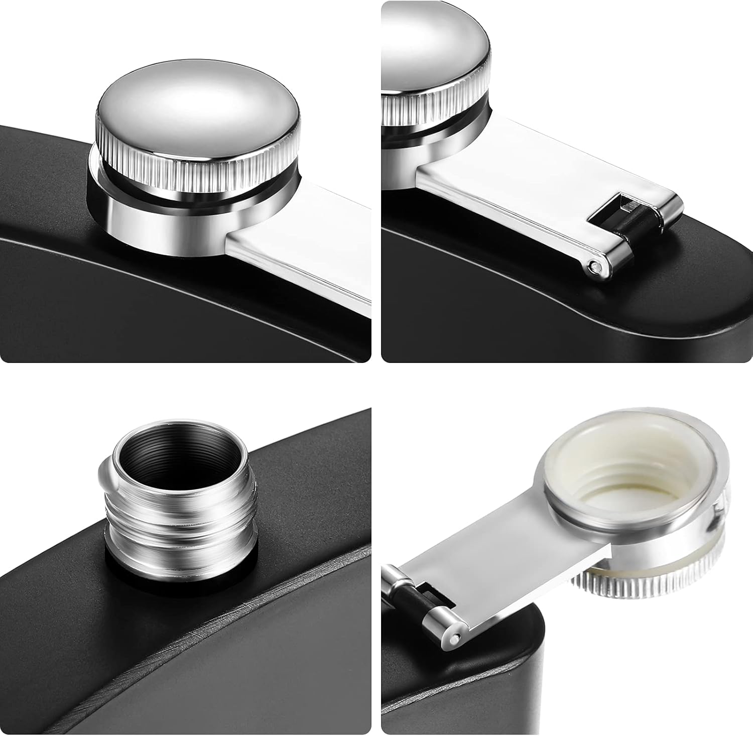 20 Pieces Stainless Steel Hip Flask 8 oz Matte Black Flask Set Leak Proof Liquor Drinking Metal with 20 Pieces Funnel for Men Women Wedding Party Group Camping Supply - Image 3