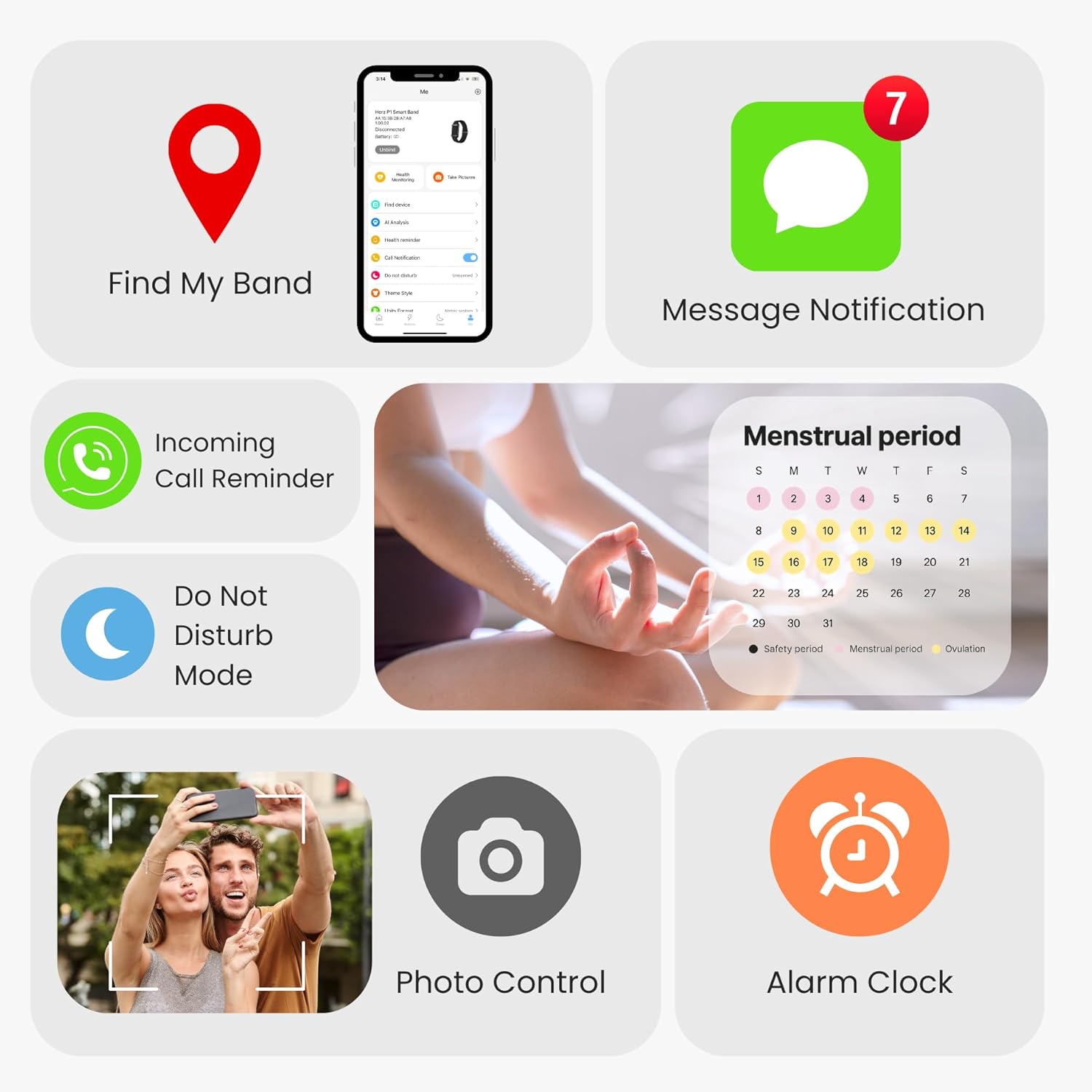 Herz P1 Smart Band Bracelet - Health Wristband Fitness Tracker for Heart Rate, Sleep, Stress, Track Steps, Activity & Body Temperature, 30 Days Battery, Subscription Free App, 1ATM Water Resistant 6 71sdg+QHaSL. AC SL1500