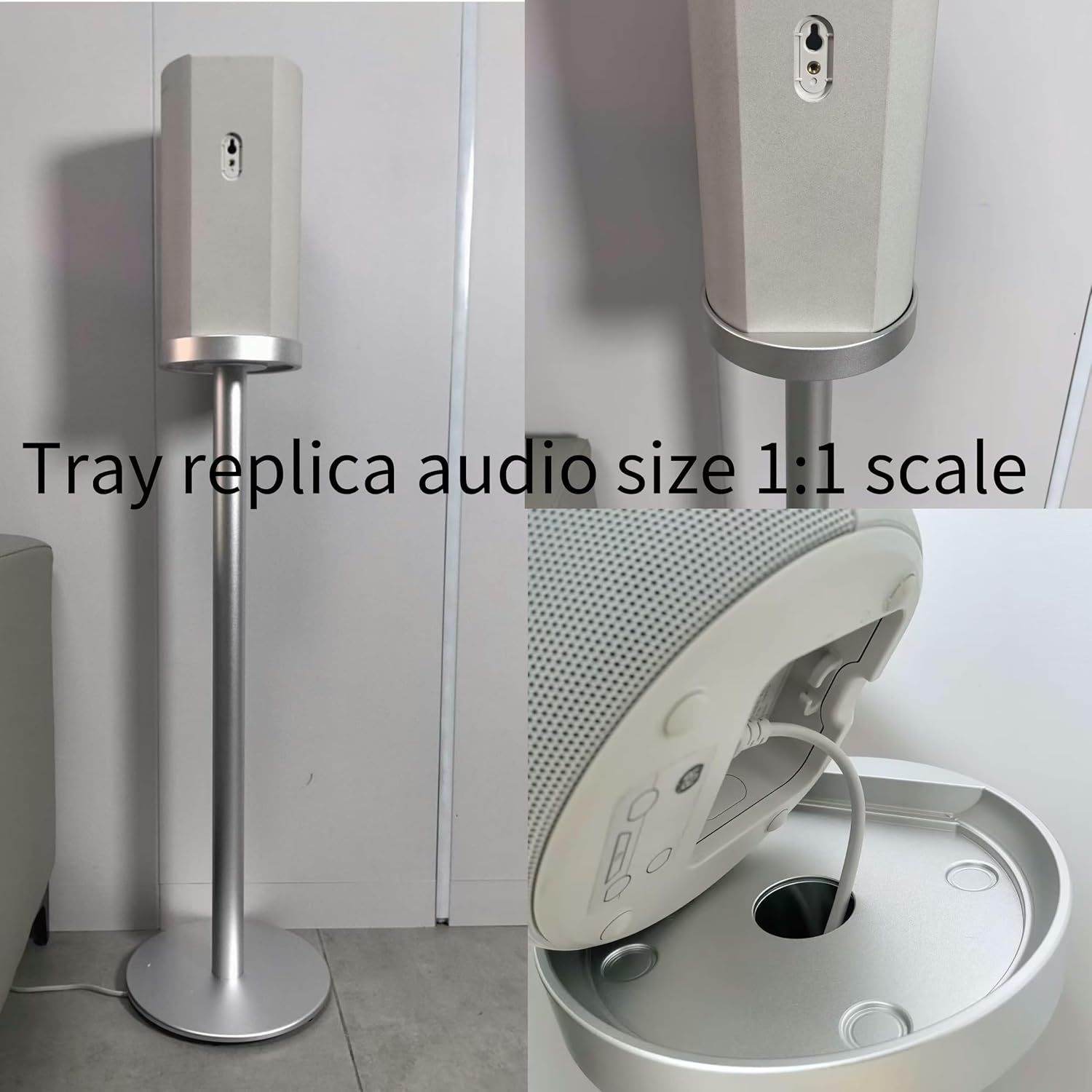 Speaker Stands Compatible with Sony HT-A9 7.1.4ch High Performance Home Theater Speaker System，The Stand can Hide The Power Cord and is Made of Aluminum Alloy Material (Silver Pair)