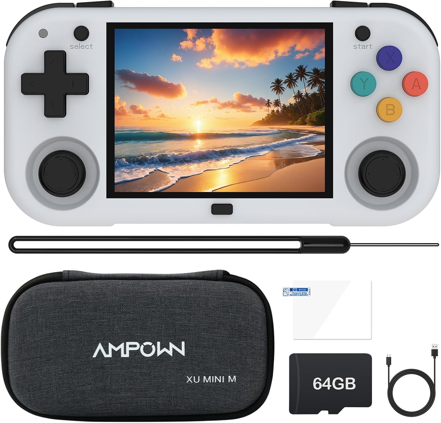 XU Mini M Retro Handheld Game Consoles, 2.8 inch IPS Screen, Built-in 64G TF Card, with 2600 mAh Battery Life 6 Hours with Case Gray