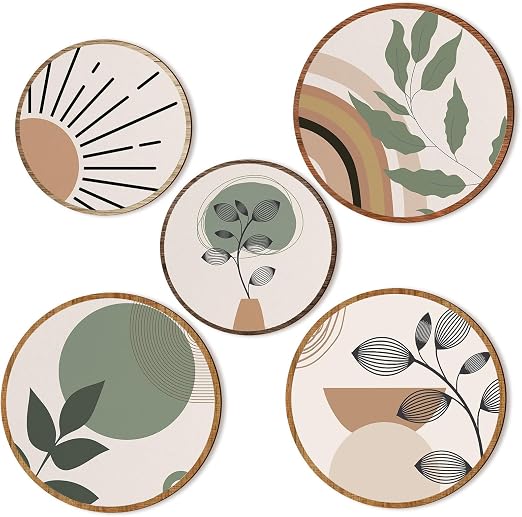 View of Amazon.com: uniro Sage Green Boho Wall Decor, Wooden Wall Art Bohemian ...