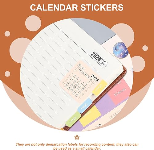Miniatura 3 de 10 juegos de calcomanías de calendario 2024, pestañas de índice mensual, divisor adhesivo, calendario mensual, calcomanías para planificadores,