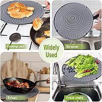 Vista 6 de Protector de silicona contra salpicaduras de grasa para sartén, protector contra salpicaduras multiusos para sartén, mango de buen agarre