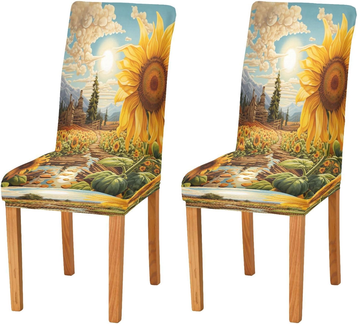 ALAZA Stretch Chair Cover Slipcover, Sunflower Oil Painting Super Soft Slipcover Machine Washable for Living Room, Wedding, Banquet