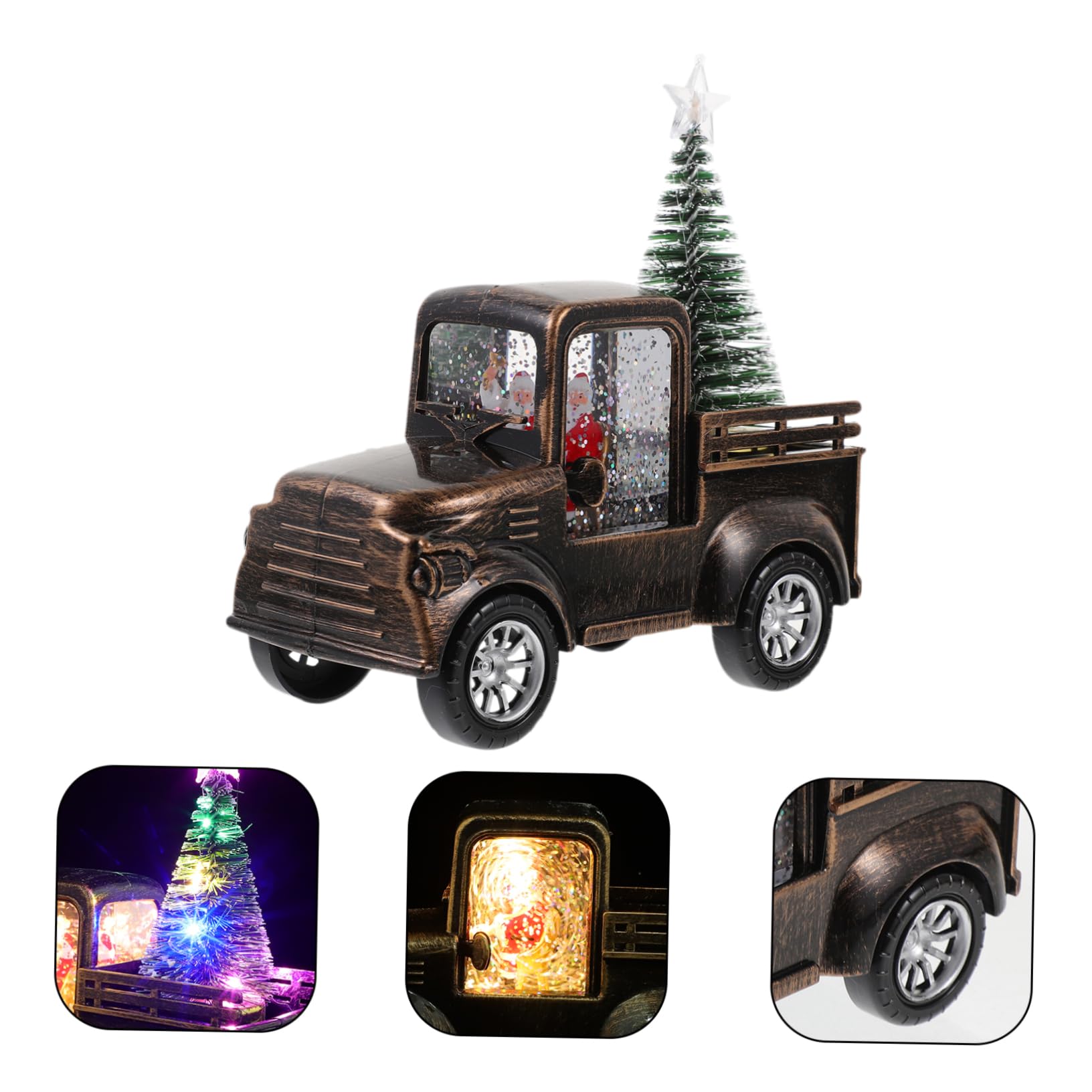 OFFSCH Santa Claus Figurine Glowing Christmas Tree Tabletop Light for Holiday Decor Unique Christmas Scene Prop for Home Desk Shelf Decoration