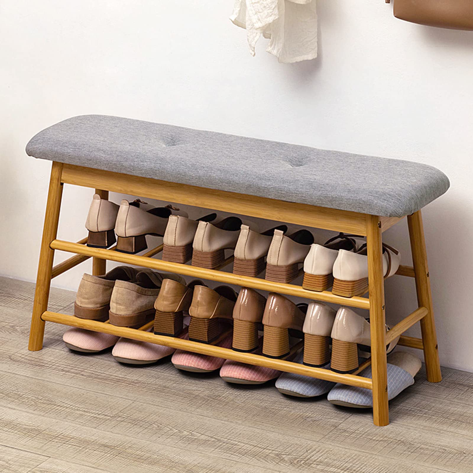 Meuble à chaussures en bambou de 90 cm pour aménager une entrée ou une chambre moderne