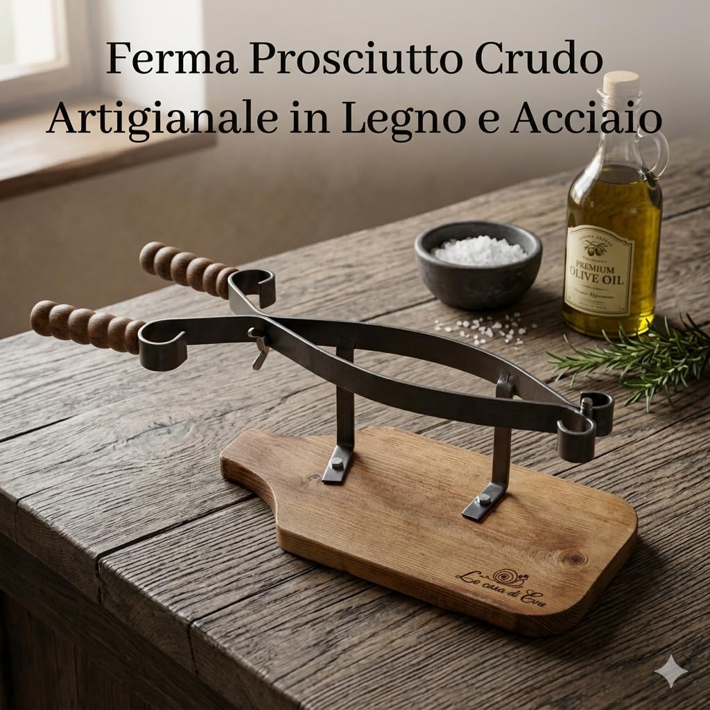 Fermaprosciutto PORTAPROSCIUTTO con Cerniera e Base in Legno Made in Umbria LA CASA di Eva