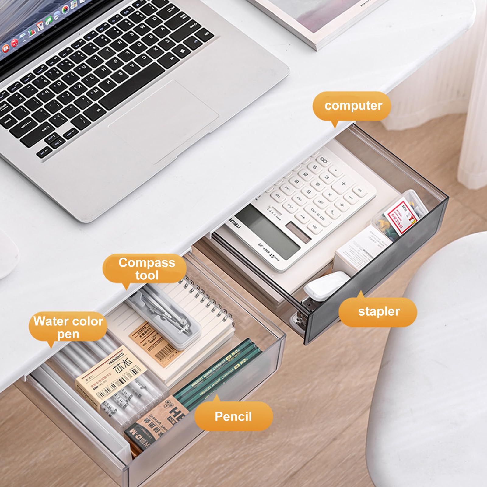 Under Desk Drawer Organizer No Drilling 2 Slide Out Drawer Under Table Storage Drawer Clamp On Under Desk Management Drawer Organizer Suitable For Home And Office