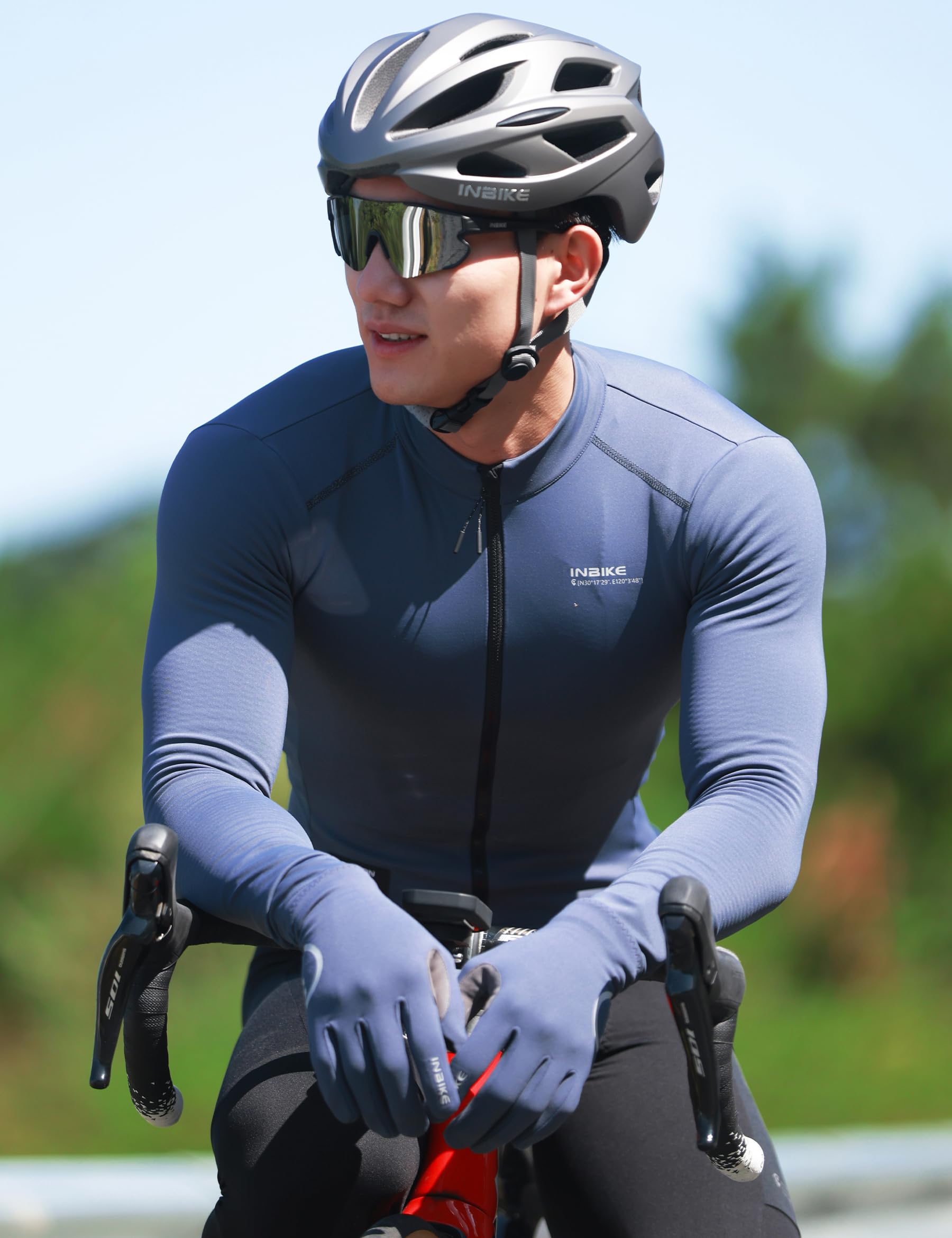 INBIKE Maglia Ciclismo Invernale Uomo Giacca Ciclismo in Pile Giacca Bici da Strada Antivento Termico Silm Fit per MTB Bici Running e Vita Quotidiana