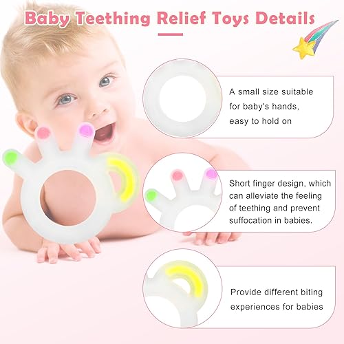 Miniatura 3 de Juguetes para aliviar la dentición del bebé, juguetes masticables para bebés, mordedores de silicona de grado alimenticio para bebés, anillo de