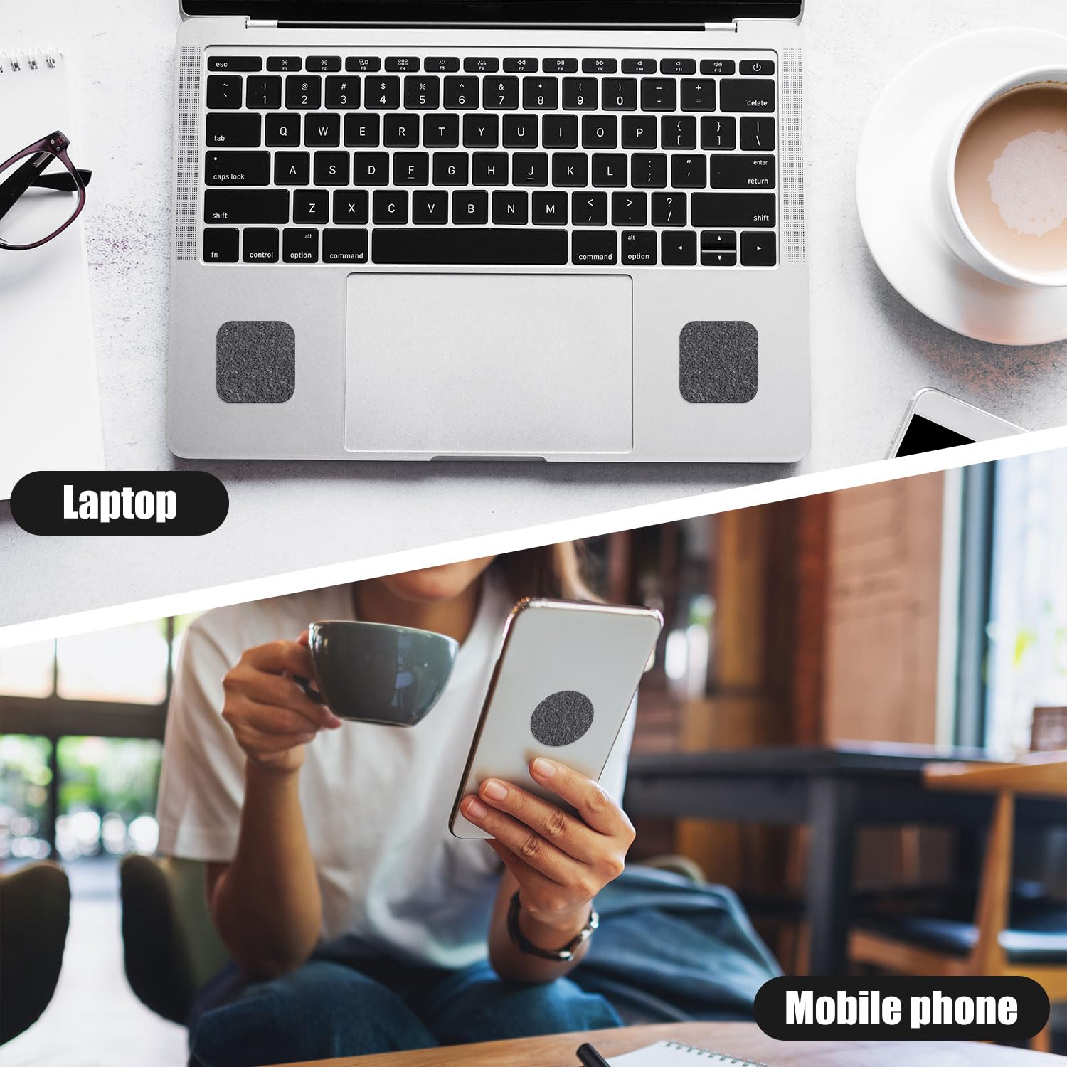 4pz Adesivi Antiscivolo Grigi, Nastro Antiscivolo Universale per Telefono Nastro Antiscivolo per Mouse Adesivo per Telefono Cellulare Strisce Pretagliate Nastro Adesivo per Fotocamera Mouse