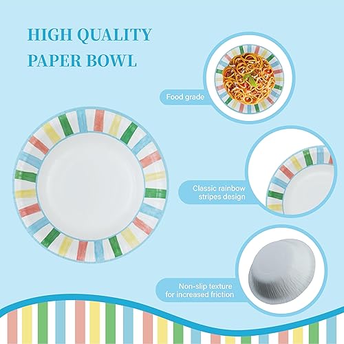 Miniatura 4 de Ottin Green Leaf - Cuenco de papel de 16 onzas, 120 unidades a granel con estampado de selva y safari de selva, cuencos desechables para aperitivos,