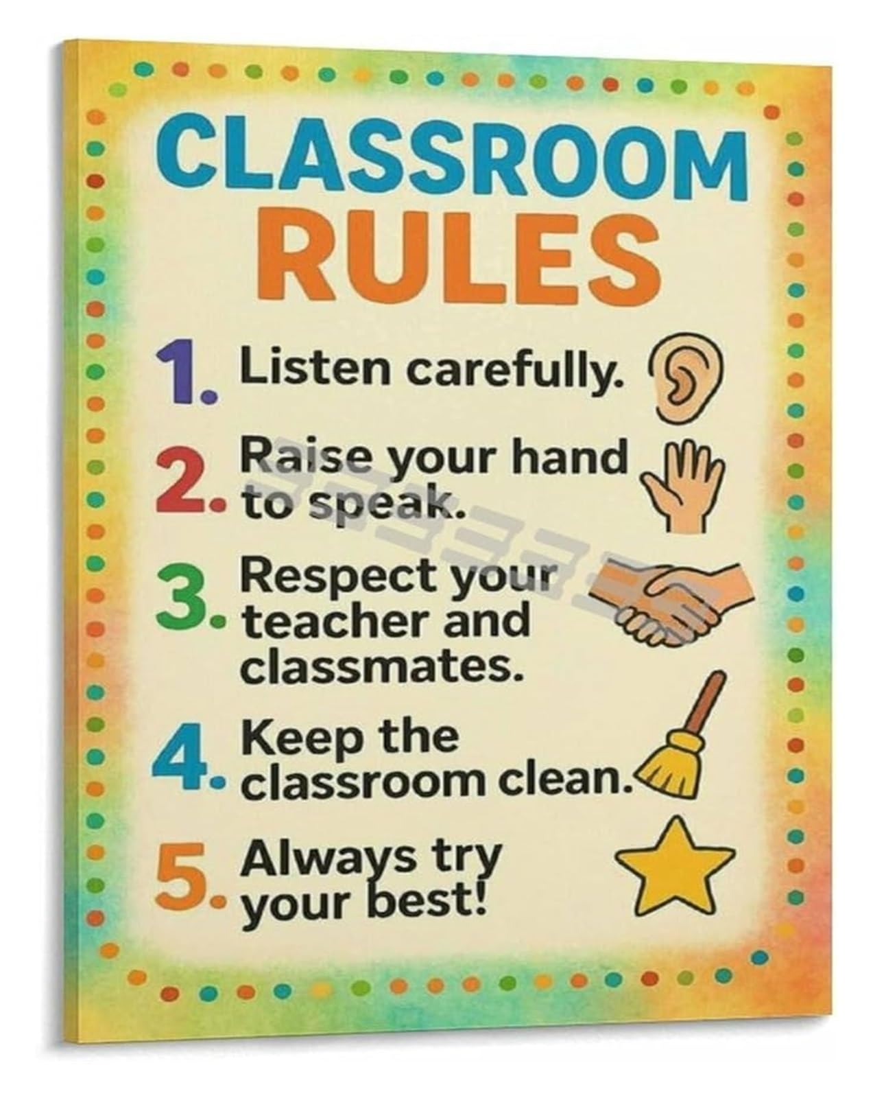 MDBJTCYZN Gentle Home Rules for Encouraging Responsibility and Kindness Canvas Wall-Art for Playroom(Unframed,12x18inch(30x45cm))