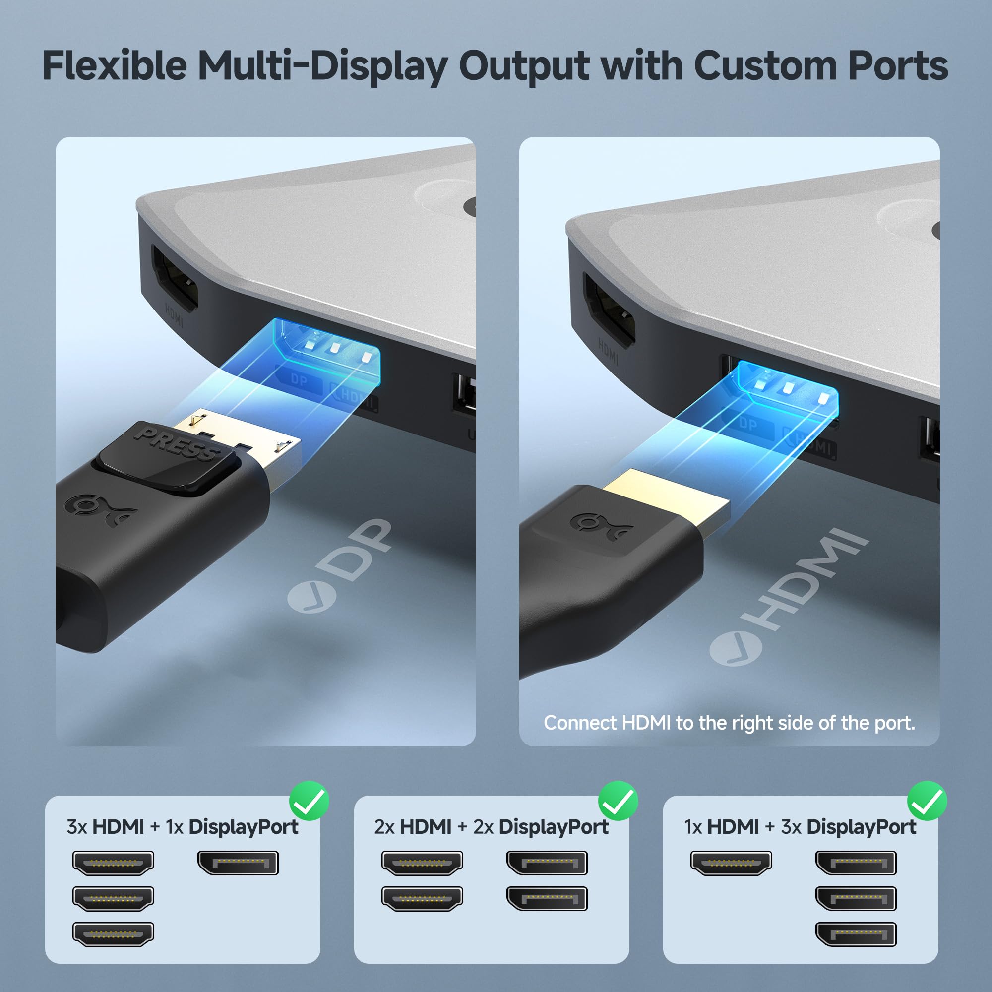 Cable Matters Adapter USB-C MST do 4 monitorów, HDMI/DisplayPort | Tylko Windows, 4x 4K@60Hz, ładowanie 140 W, 2x DisplayPort 2.1 i 2x HDMI 2.1, zgodny z Thunderbolt 5/4