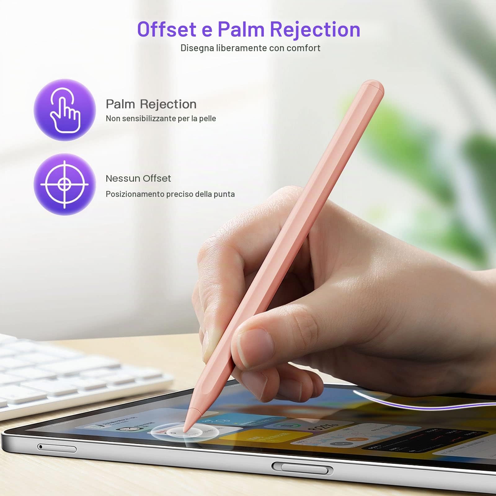 iPad Pencil di seconda generazione con Ricarica Wireless Magnetica, Apple Pencil di seconda generazione, Smart Pen compatibile con iPad Pro 11 in 1/2/3/4, iPad Pro 12.9 Pollici 3/4/5/6, iPad Air 4/5