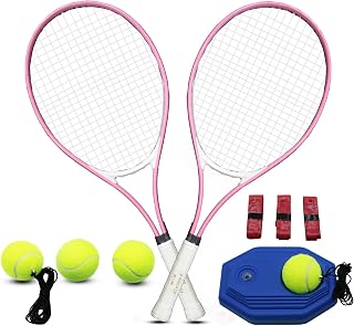ZHUOKECE 27 Inch Adult Tennis Rackets Set for 2 Players - Beginners Kit with 4 Balls, Trainer, 3 Grips & Carry Bag