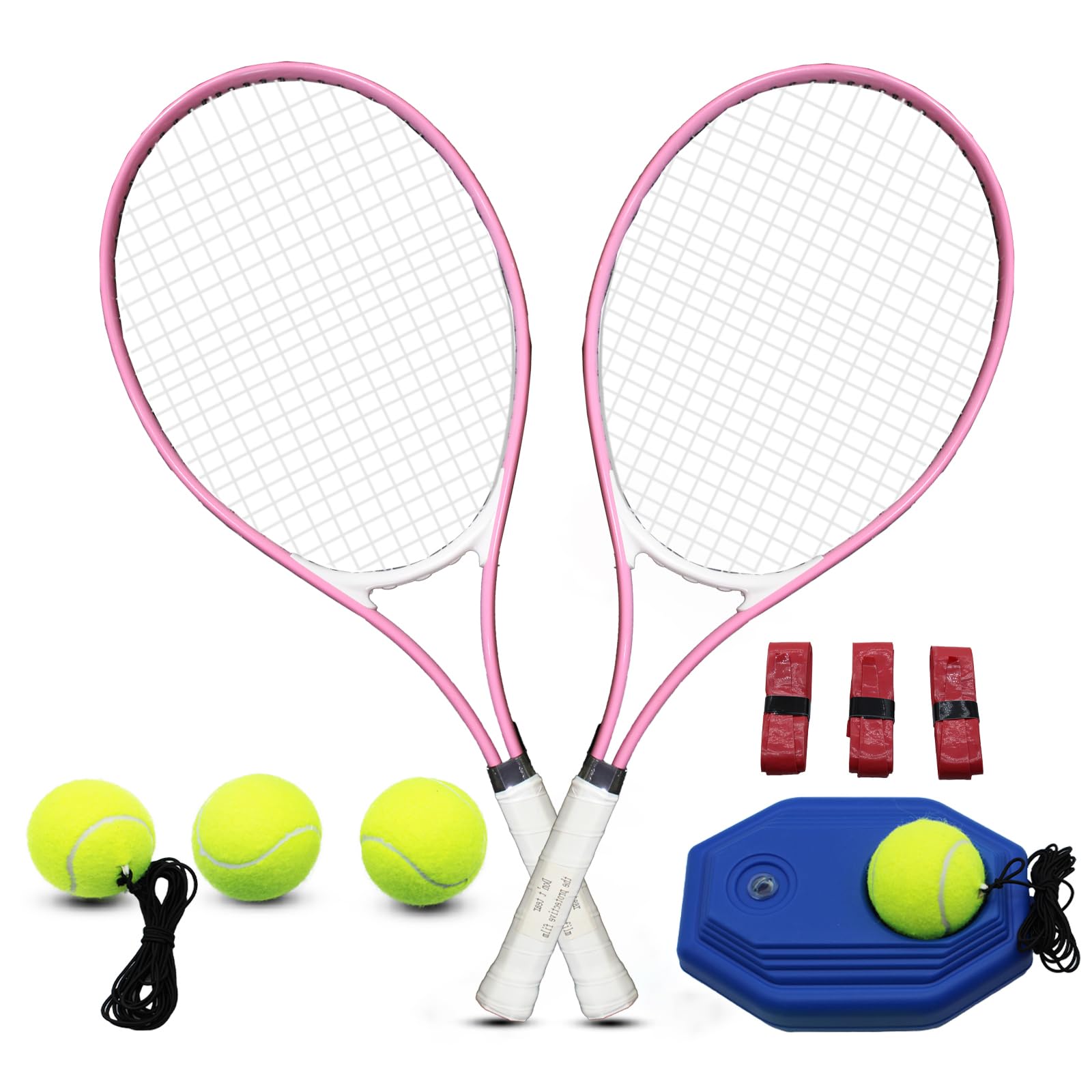 ZHUOKECE Tennis Rackets for Adult, 2 Players Adult Recreational Tennis Rackets Set for Beginners and Professional with 4 Tennis Balls, 3 Overgrips, 1