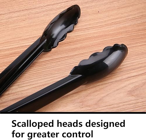 Miniatura 4 de 24 pinzas de plástico para ensalada, pinzas negras para servir de cocina, juego de utensilios desechables de 9 pulgadas, festoneados resistentes