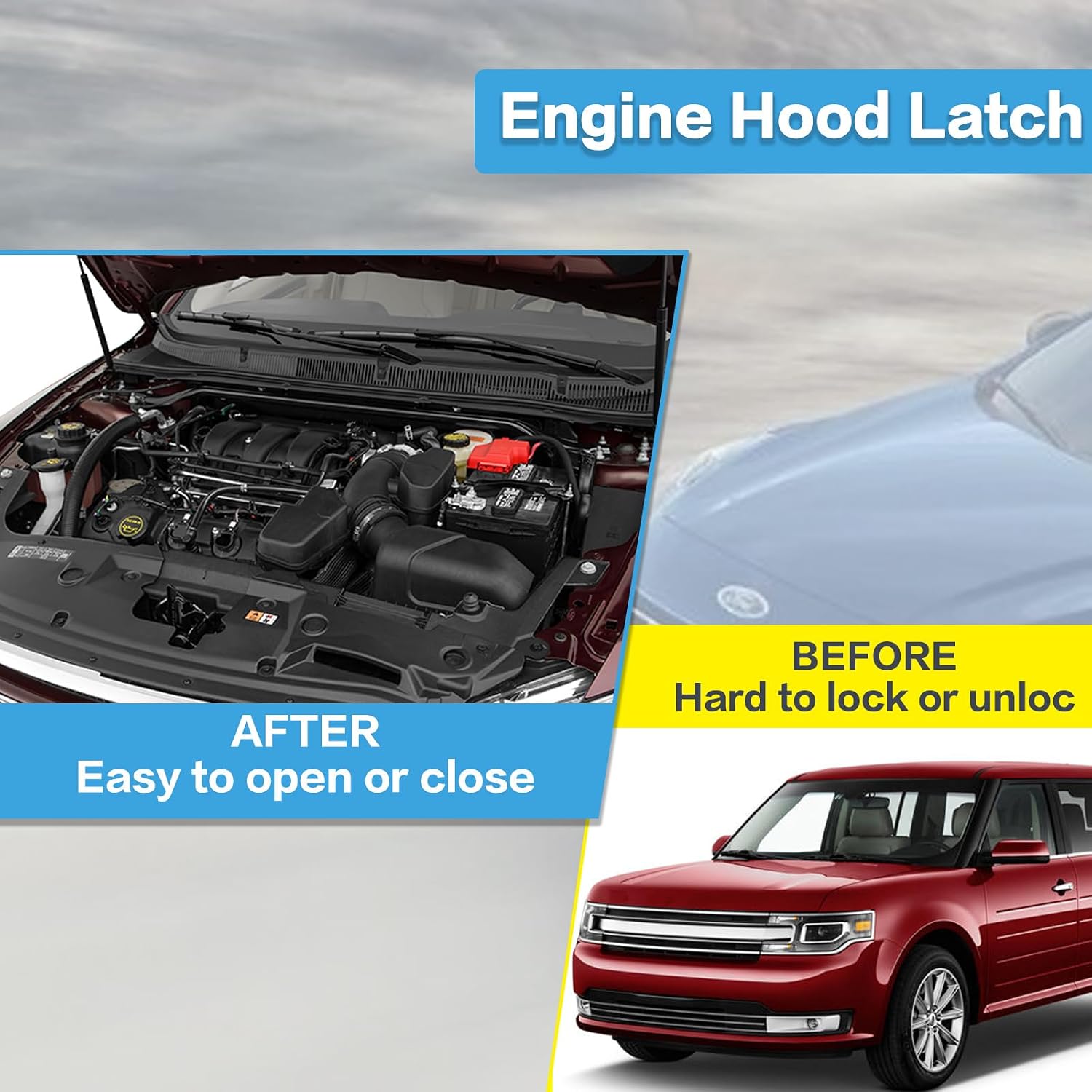 Hood Latch Assembly Compatible With Ford Edge Flex Focus Fusion | Lincoln MKX | Mercury Milan Replace Front Engine Hood Lock Lacth