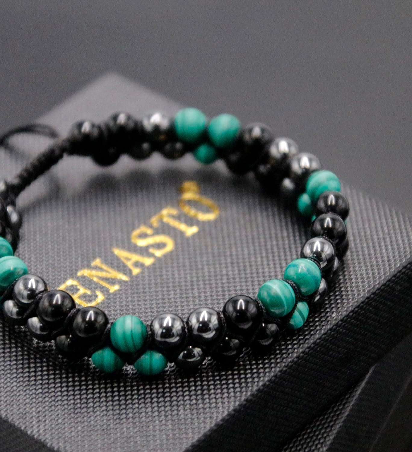 Malachite Crystal Black Obsidian Bracelet Hematite Beads Bracelet Genuine Green Healing Crystal Stone Jewelry Protection Bracelet for Stress Relief Gift for Him - Image 8