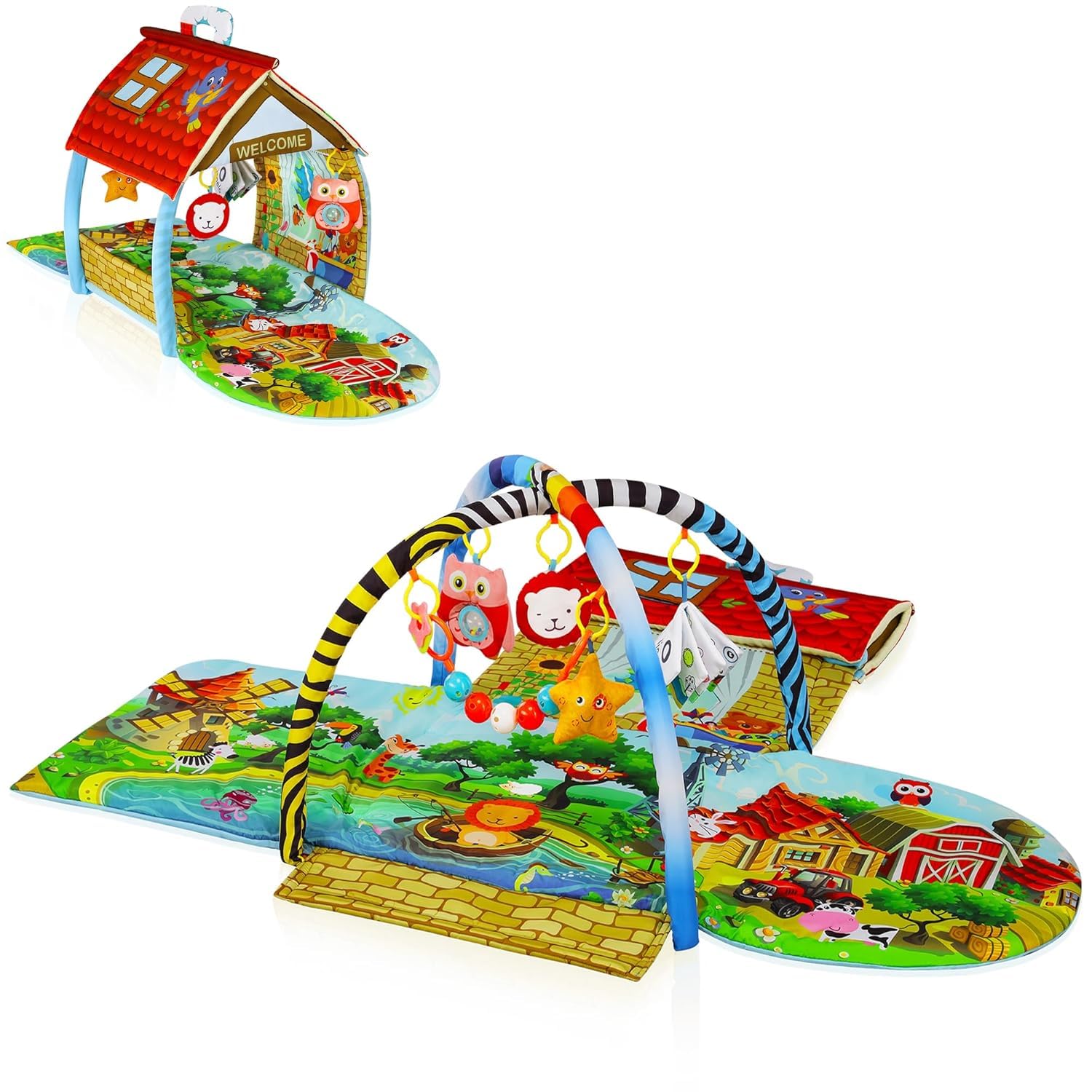 LIONELO Agnes Plus 2-in-1 Baby Play Mat and Activity Gym from Birth