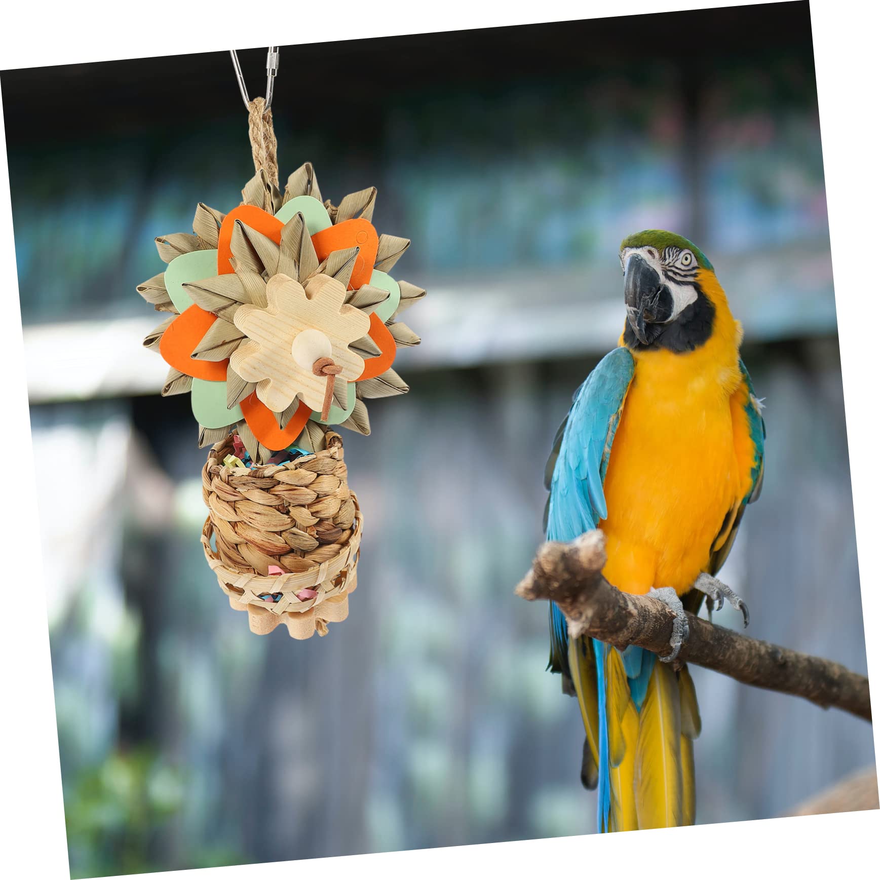 BESPORTBLE 5pezzi Giocattolo Da Masticare Per Pappagalli Accessorio Divertente Per Uccelli Sicuro e Resistente Giocattolo Appeso Foglie Di Palma Per Gioco e Benessere Degli Uccelli Colori