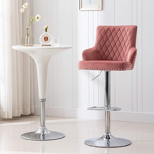 Miniatura 3 de DUHOME Taburetes de bar de altura de mostrador Taburete ajustable Taburete de cocina 1 PCS rosa