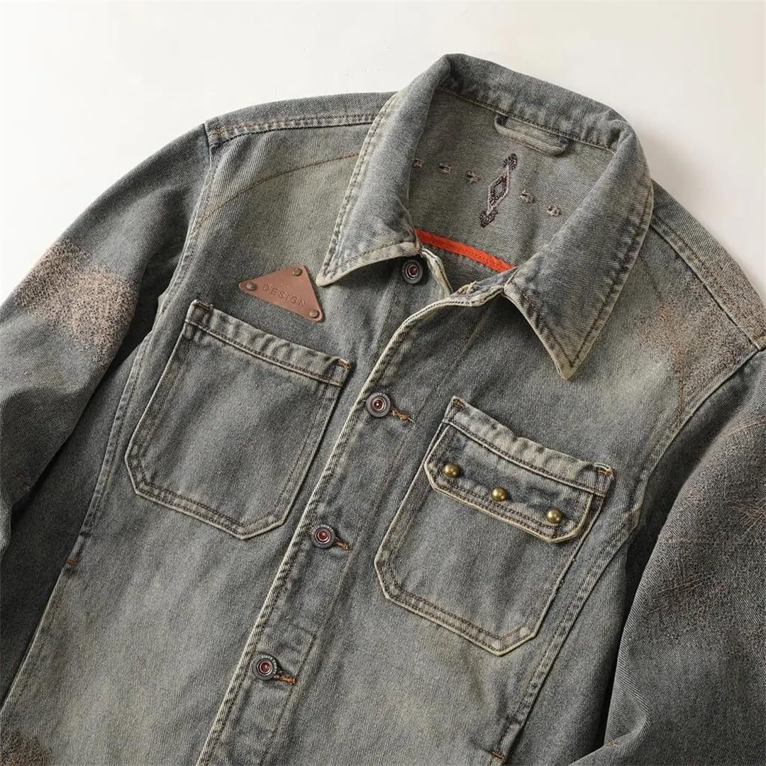 Męska kurtka dżinsowa Retro Classic Street Trend Przystojna Jazda Wiatroszczelna High Street