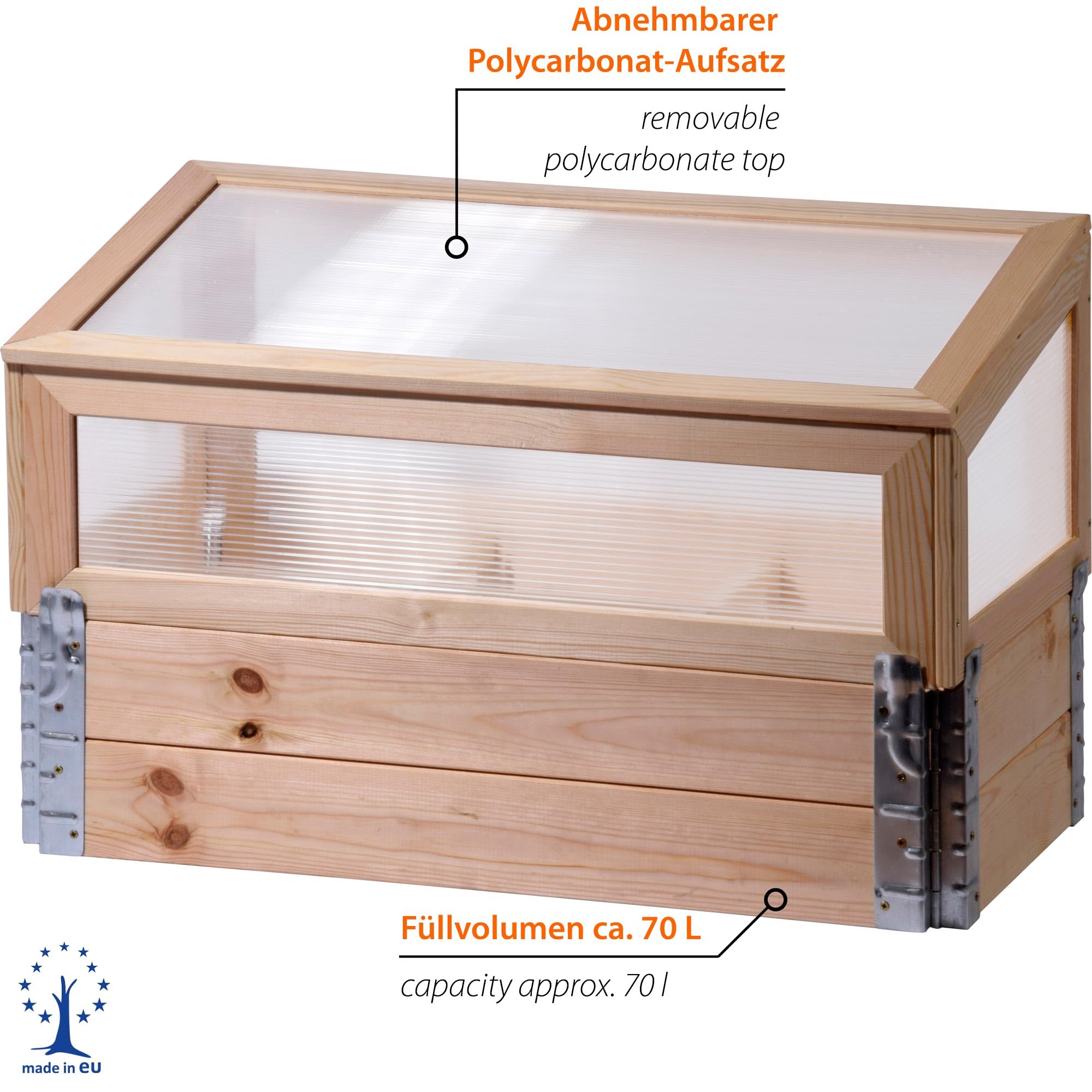 dobar 58411e Frühbeet mit Untersatz Gr. L - Frühbeetaufsatz Massivholz - Gewächshaus mit Deckel - Pflanzkasten für die Anzucht - Salat/Gemüse/Setzlinge - 100 x 50 x 50 cm - Natur