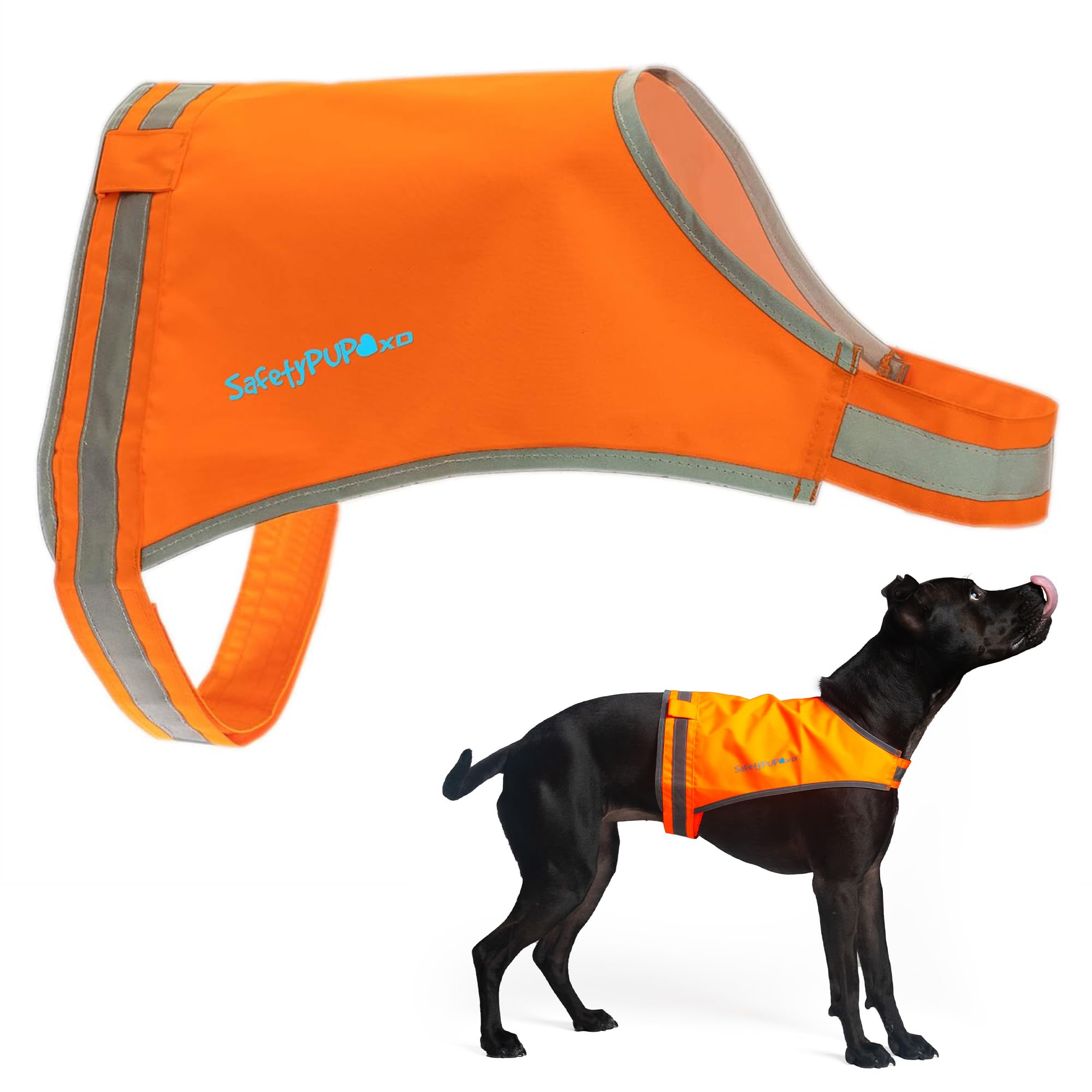 Blaze Orange Dog Vest, Lite Edition. High Visibility Dog Reflective Jacket with Mid Back Coverage. Ideal Hunting Vest, Reflective Gear for Small,