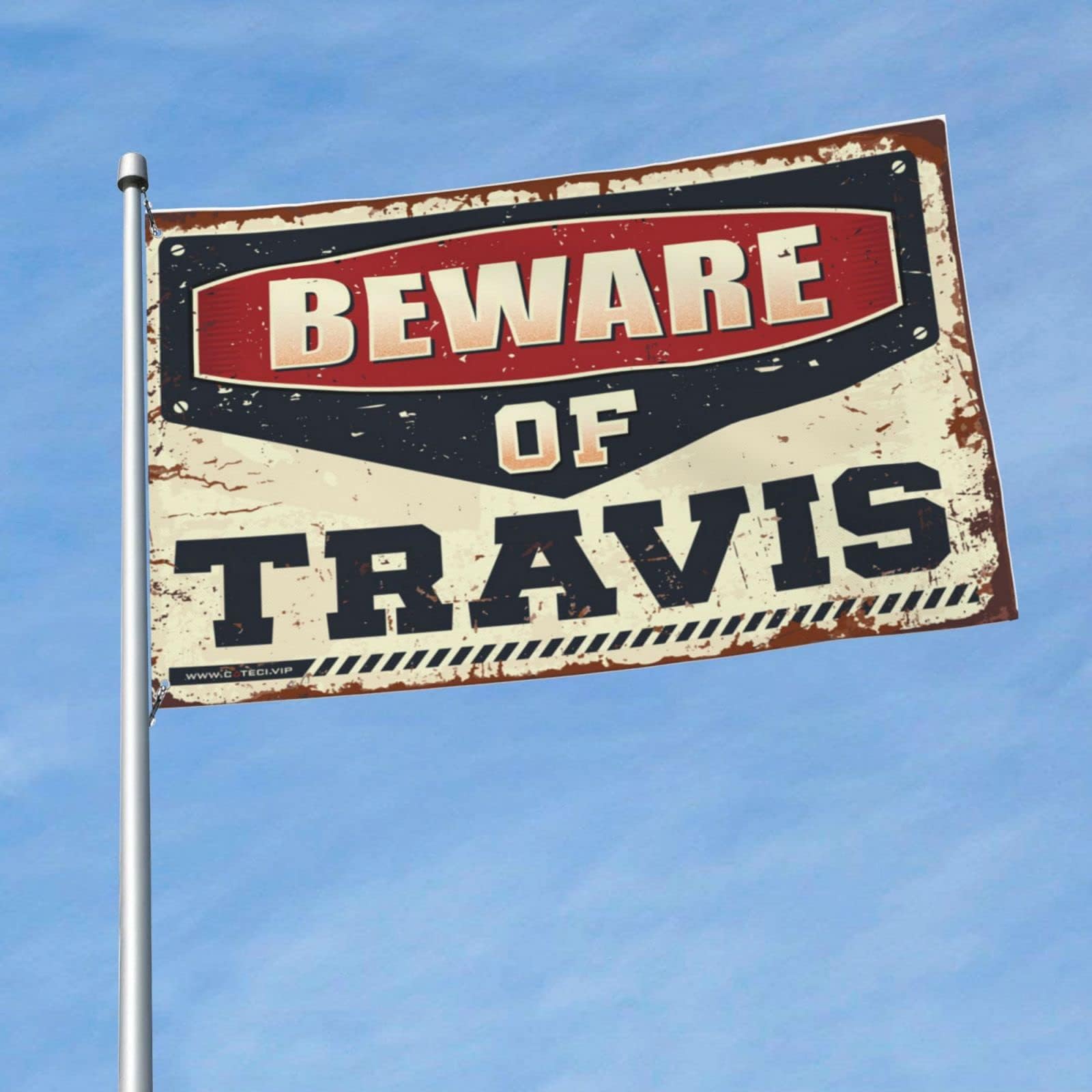 Small Flags Beware Of Travis Flag Fun Flags Retro Room Decor (Size : 30X45CM)