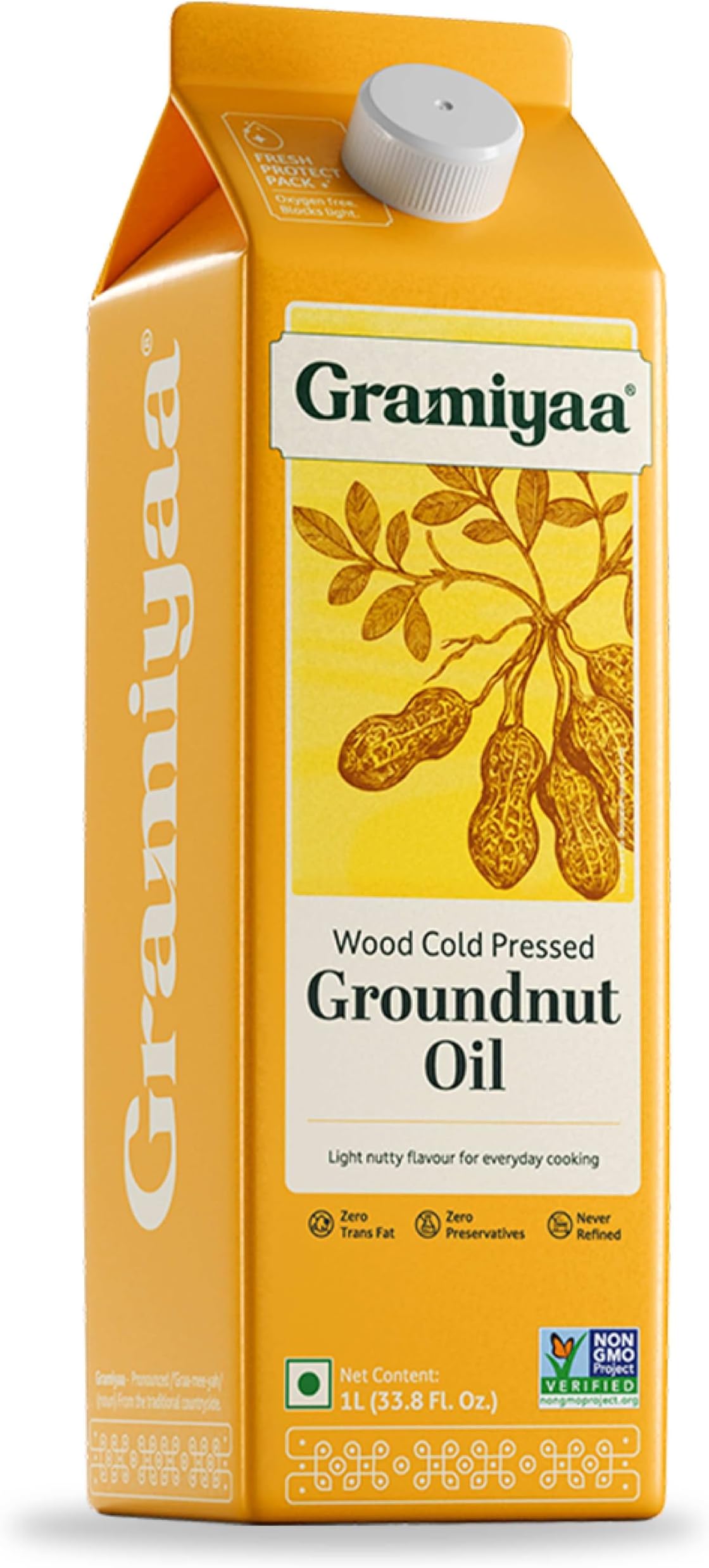 Cold Pressed Groundnut Oil 1 Litre| Traditionally Extracted | Chemical-free, Zero Trans-fat Cooking Oil | Unrefined | Kachi Ghani Peanut oil for Cooking